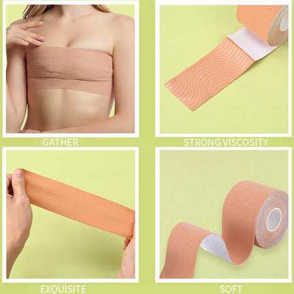 Black 5M Women Boob Tape Invisible Bra Nipple Cover Adhesive Push Up Breast Lift Tape - Aimall