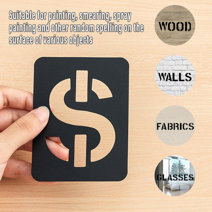 DIY Black Plastic Numerical Letter Symbol Inkjet Template for Wall Furniture