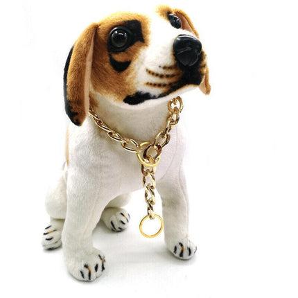 Dog Chain Collar Heavy Duty Choker Double Pet Slip Check Twist Link Chrome Chain Gold - Aimall