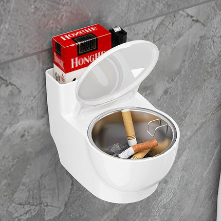 Decorative Ashtray Toilet-shaped Wall-mounted with Lid for Home Bathroom Hanging