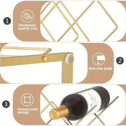 Iron Gold Wine Rack Home Storage Red Wine Rack Organizer Modern Wine Display
