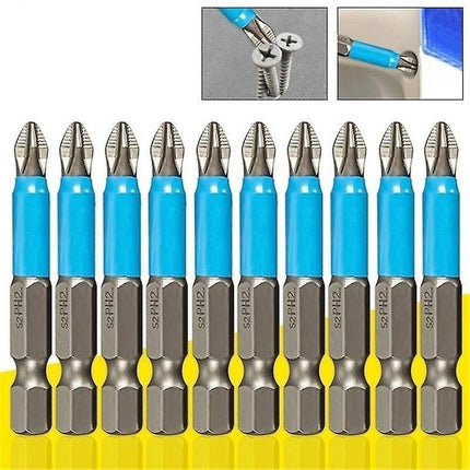 10PCS Anti Slip Electric Hex Shank Magnetic 50mm PH2 Cross Head Screwdriver Bits - Aimall
