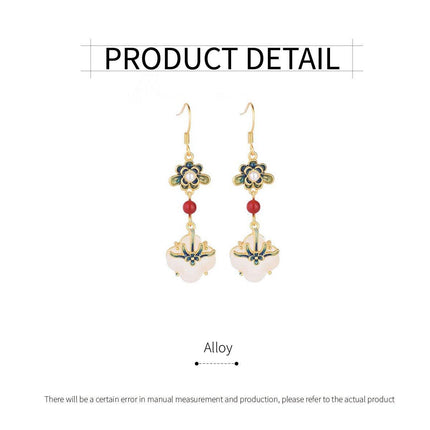 Chinese Flower Earrings Ethnic Style Hanfu Earrings for Traditional Jewelry