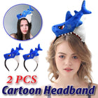 2pcs Blue Shark Cartoon Hairbands Face Washing Headband for Hair Accessories