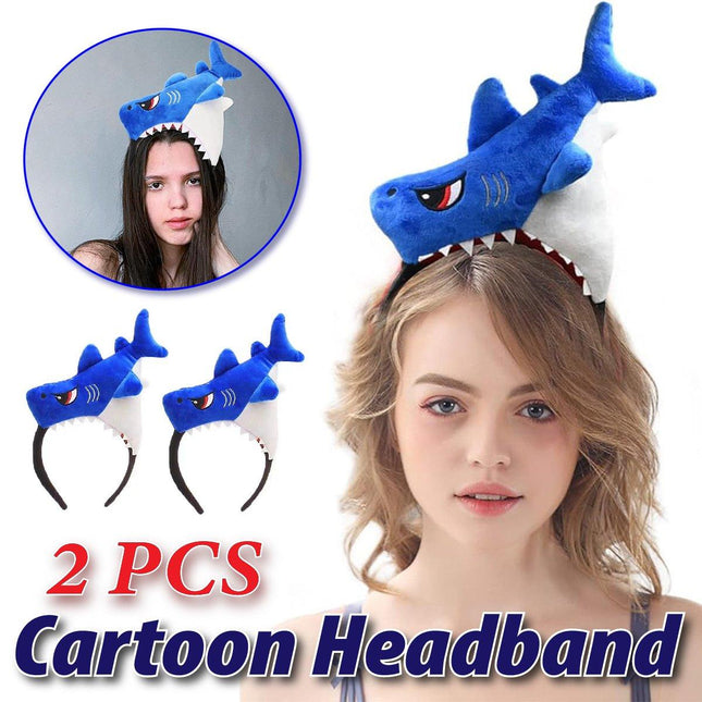 2pcs Blue Shark Cartoon Hairbands Face Washing Headband for Hair Accessories