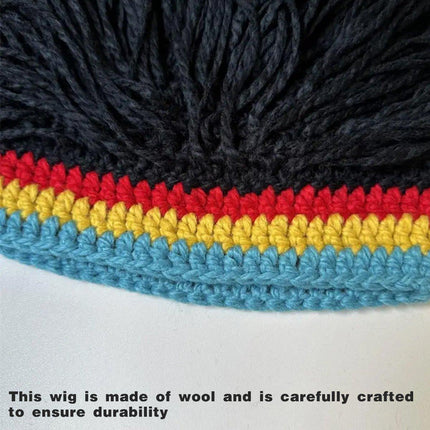 Quirky Warm Knitted Wig Hat Hip Hop Wool Cap for Men and Women with Braided