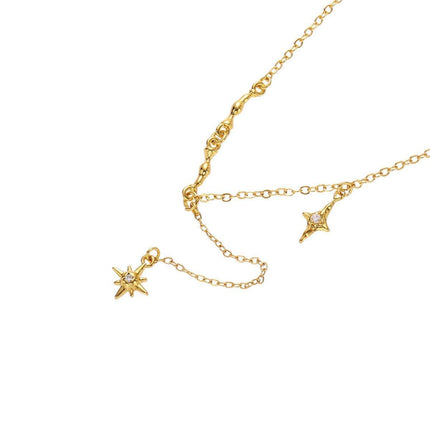 Vintage Star Pendant Octet Clavicle Chain Necklace Elegant Women Accessory