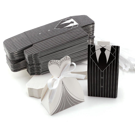 100PCS Double Breasted Suit Candy Boxes Wedding Favor Gift Packaging Paper Box