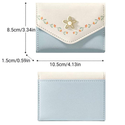 Small Wallet Women Tri-Folded Wallet Cash Pocket Flowers Card Holder Coin Purse