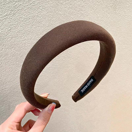 Women Thick Padded Wide Headband Sponge Hairband Wedding Party Plain - Aimall