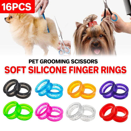 16Pcs Dog Grooming Scissors Soft Silicone Finger Rings Insert Finger Protector