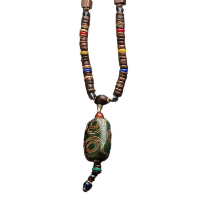 Retro Ethnic Style Pendant Sweater Chain Long Wooden Bead Necklace Fashion