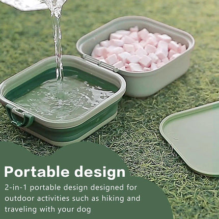 2 in 1 Outdoor Portable Pet Dog and Cat Food Water Bowl for Travel and Hiking