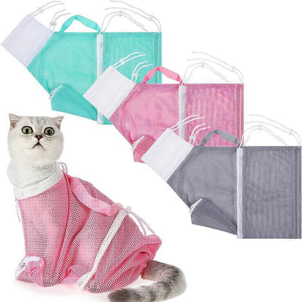 Cat Supplies Washing Bags for Pet Bathing Nail Trimm Mesh Cat Grooming Bath Bag - Aimall