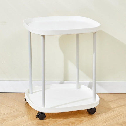 2 Tier Mobile Side Table Coffee Table with Storage Shelf Living Room Furniture