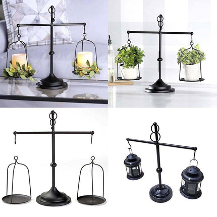 Black iron balance Scale candlestick decorative candle wedding Home Decor Gifts