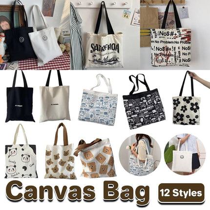 Canvas Shoulder Bag for Women Student Fashion All in One Shopping Tote Handbag