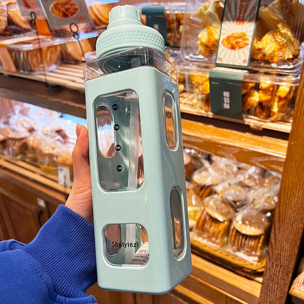 Square Plastic Water Cup Large Capacity Portable Outdoor Bottle For Travel