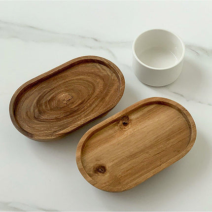 Wooden Oval Tray Multifunctional Dinner Plate Food Dish Ornaments Key Storage