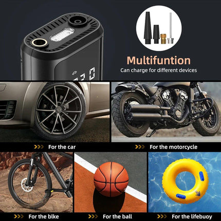 Portable Mini Car Air Pump USB Wireless Rechargeable Tire Inflator withLED Light