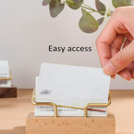 Business Card Holder Organizer Desk Display Stand Wooden Card Storage Box