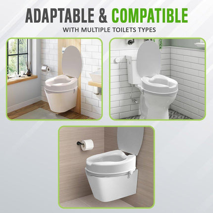 Adjustable Raised Toilet Seat Riser for Elderly Pregnant Women and Mobility Support