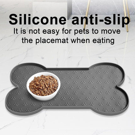 Silicone Pet Feeding Food Mat Bone Waterproof Non-slip Cat Dog Bowl Placemat