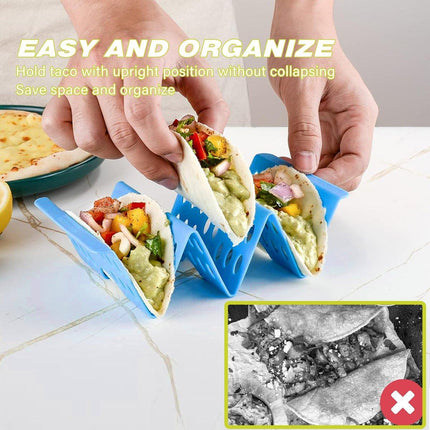 7 x Plastic Taco Holder Tray Wavy Triangle Tortilla Rack Perforated Baking Stand
