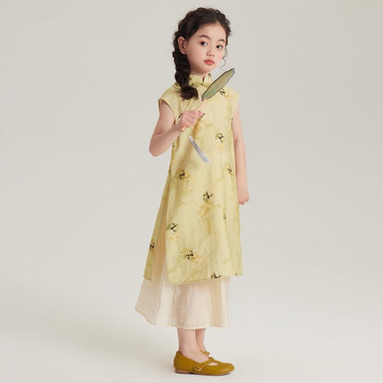 Spring Chinese Style Dress Set for Girls Traditional Long Hanfu Outfit