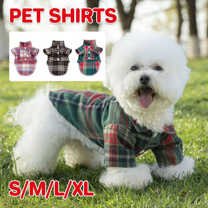 Soft Puppy Plaid Shirt Dog Clothes Jumpsuit Cat Pet Check Coat Summer T-shirt