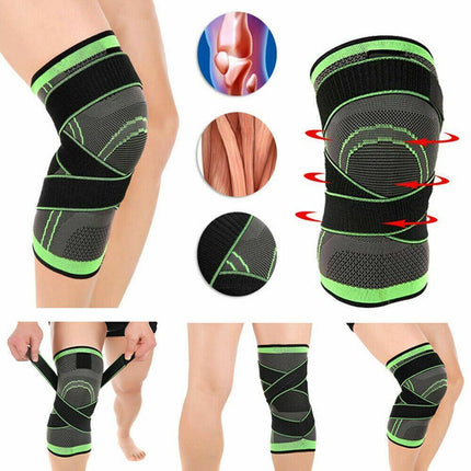 3D Weaving Knee Brace Breathable Sleeve Support Running Jogging Joint Pain Leg Green - Aimall