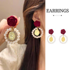 Elegant Velvet Rose Flower Earrings for Women Winter Autumn Fashion Jewelry