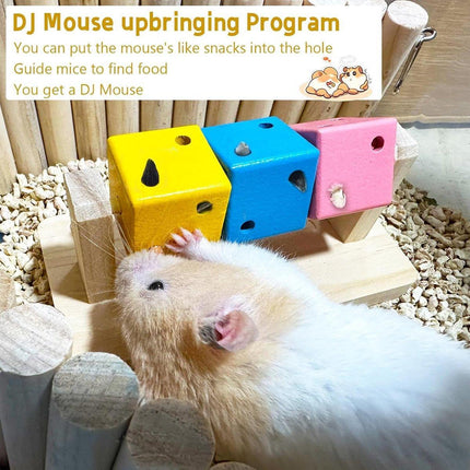 Interactive Hamster Cube Toy Wood Hamster Chew Cube Relieve Boredom Gift