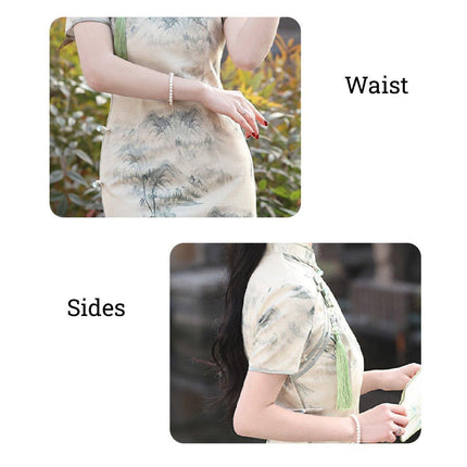 Long Cheongsam Chinese Style Slim Fit Eight Buttons Ink Painting Dress Colourful
