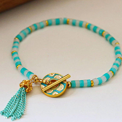 New Chinese Fashion Blue Beaded Bracelet Fringe Simple Elegant Jewelry