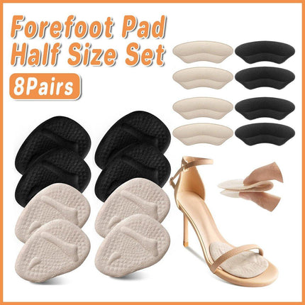 8Pairs High Heel Cushion Pads Forefoot Half Size Inserts of Foot Support Insoles