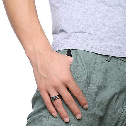 Spinner Rings Mens Womens Fidget Rotating Ring Silver Stainless Steel Size 9 - Aimall