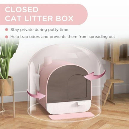 Fully Enclosed Cat Litter Pan Large Litter Box with Drawer Cat Toilet Tray