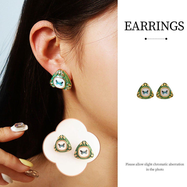Chinese Green Butterfly Earrings Elegant Fashion Jewelry for Women Gift