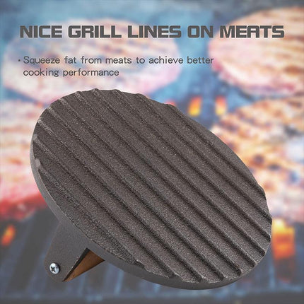 Cast Iron Burger Press Making Hamburger Steak Meat Smasher Utensils Grill BBQ - Aimall