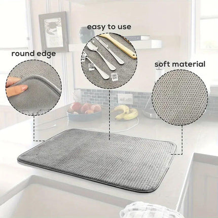 Microfiber Kitchen Drying Mat Absorbent Fast Dry Dish Bowl Cup Drainer Pad
