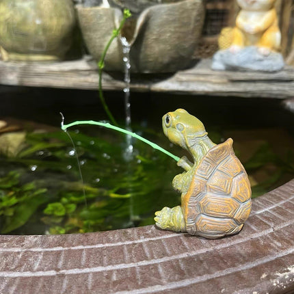 Fishing Turtle Ornament Cute Outdoor Patio Pool Decoration for Garden Balcony