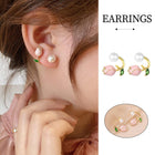 Simple Tulip Pearl Earrings Elegant Women Jewelry Fashion Trendy Stud Earrings