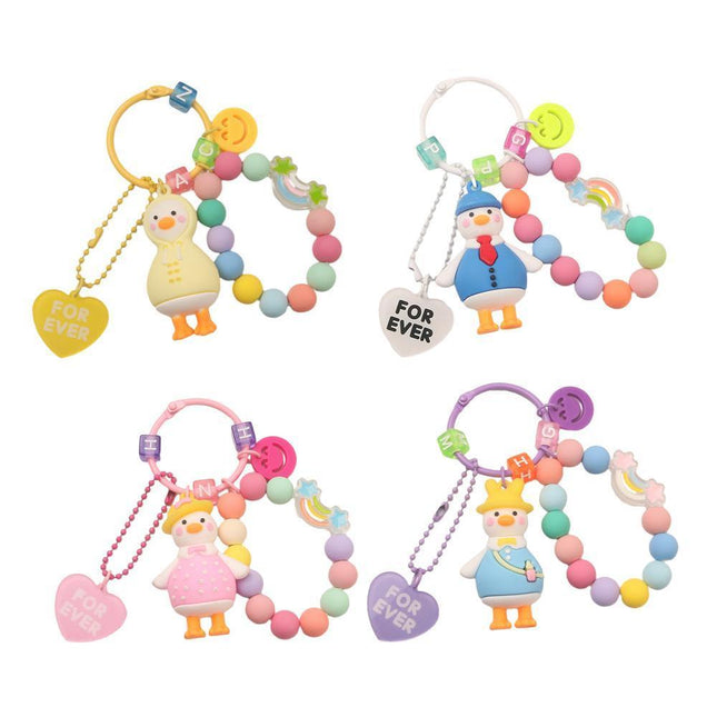 Cartoon Little 3D Duck Keychain Cute Key Chain Car Bag Key Ring Couple Pendant - Aimall