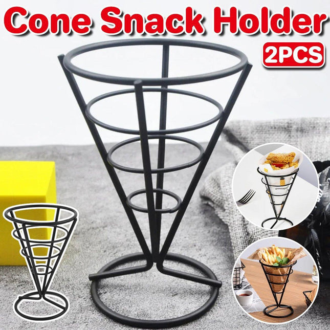 2X Snack Rack Fried Chicken Chip Cone Fryer French Fries Wire Oil Holder Basket
