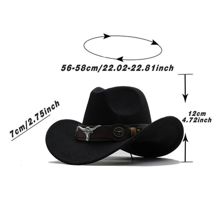 Vintage Woolen Felt Top Hat Cowboy Hat Classic Style Fashion Hat for Men
