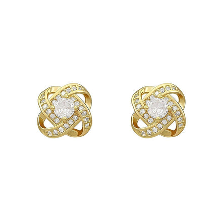 Four Leaf Clover Zircon Stud Earrings Gift For Women Wedding Fashion Jewelry - Aimall