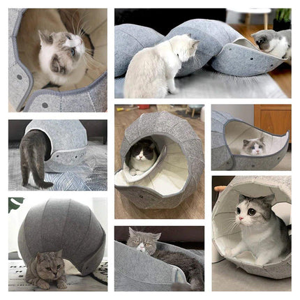 Collapsible Breathable Pet Bed Cat Nest Dog Cave Tunnel Semi Enclosed Mat