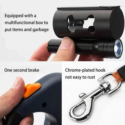 Retractable Lead Leash 360 Swivel Dual Doggie One-to-Two Traction Rope Pet Dog