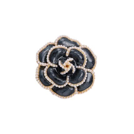 Women Enamel Camellia Fashion Rose Flower Brooch Alloy Pearl Coat Brooch Gift - Aimall